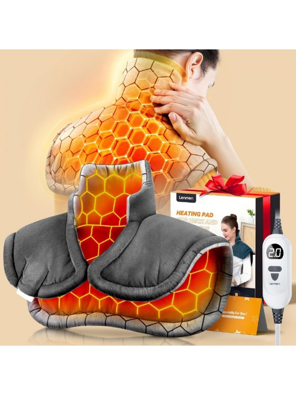 Fast Heating Graphene Pad for Deep Muscle Relief - 6 Heat Settings, Auto Timer